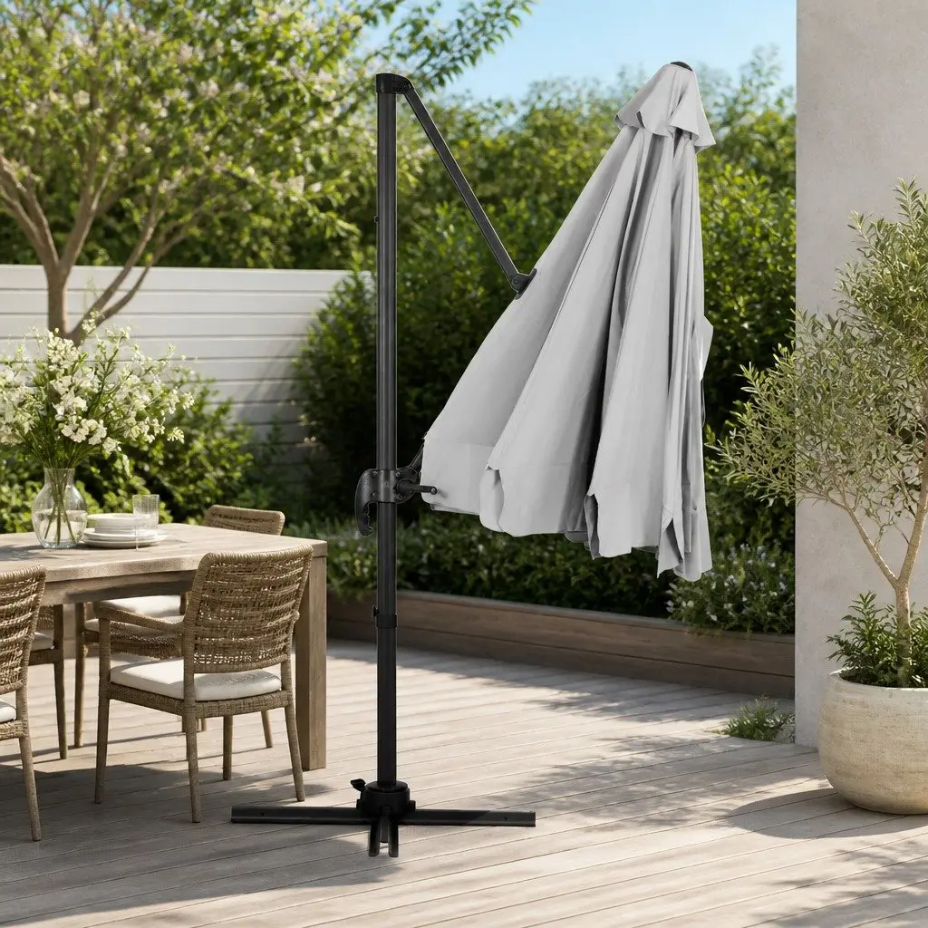Outdoor Umbrella Garden 3m Octagonal Canopy Grey