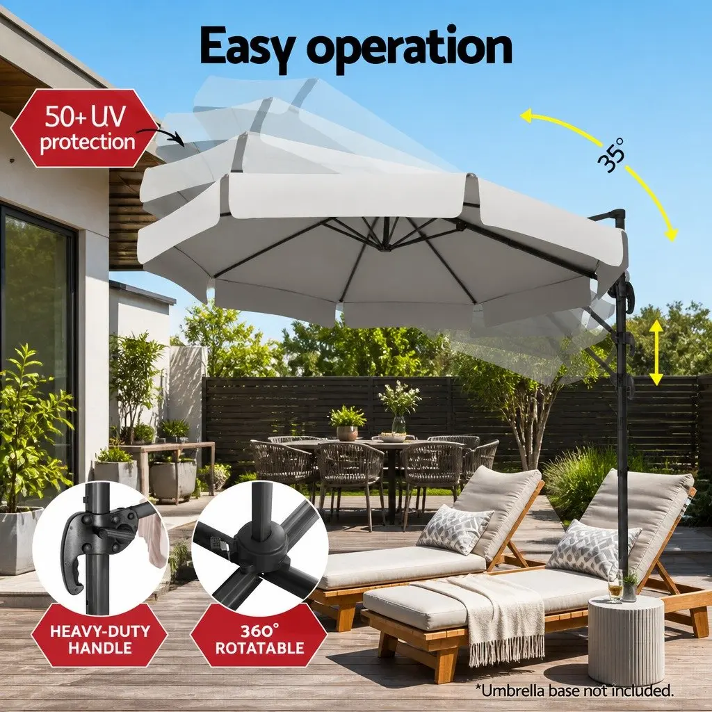 Outdoor Umbrella Garden 3m Octagonal Canopy Grey
