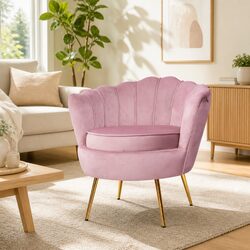 Specifications of Pink Velvet Shell Back Accent Chair