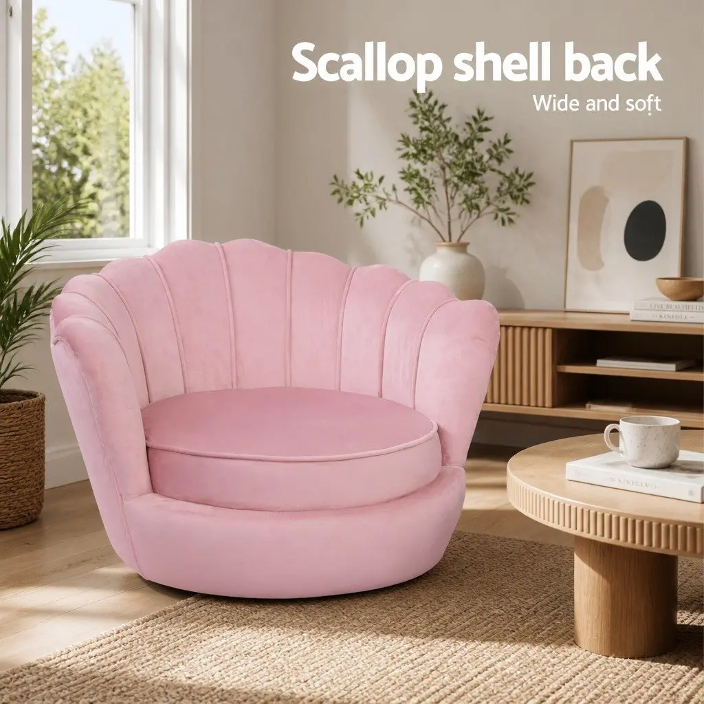 Pink Velvet Shell Back Accent Chair