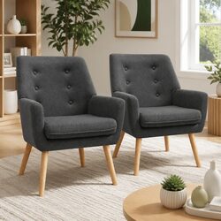 Charcoal Faux Linen Armchair – Dimensions: 64cm W x 68cm D x 80cm H