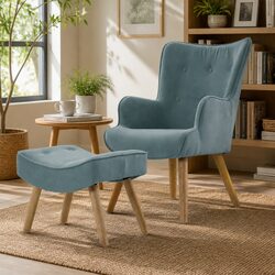 Specifications of Armchair Set with Ottoman in Blue