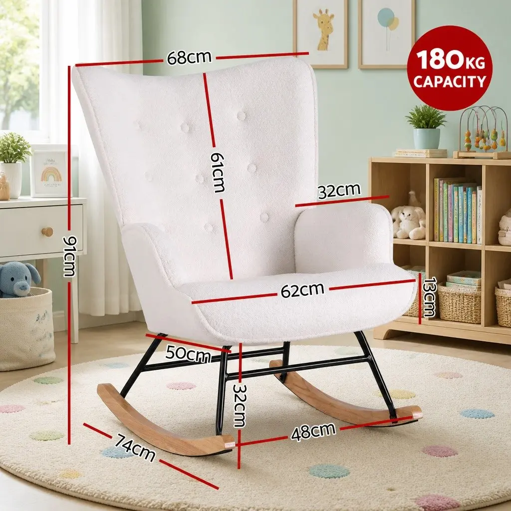 Rocking Armchair with White Boucle