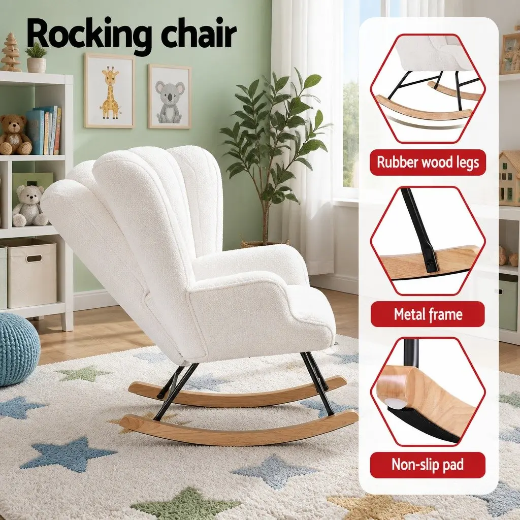 Rocking Armchair with White Boucle