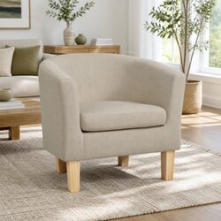 Specifications of the Beige Faux Linen Armchair