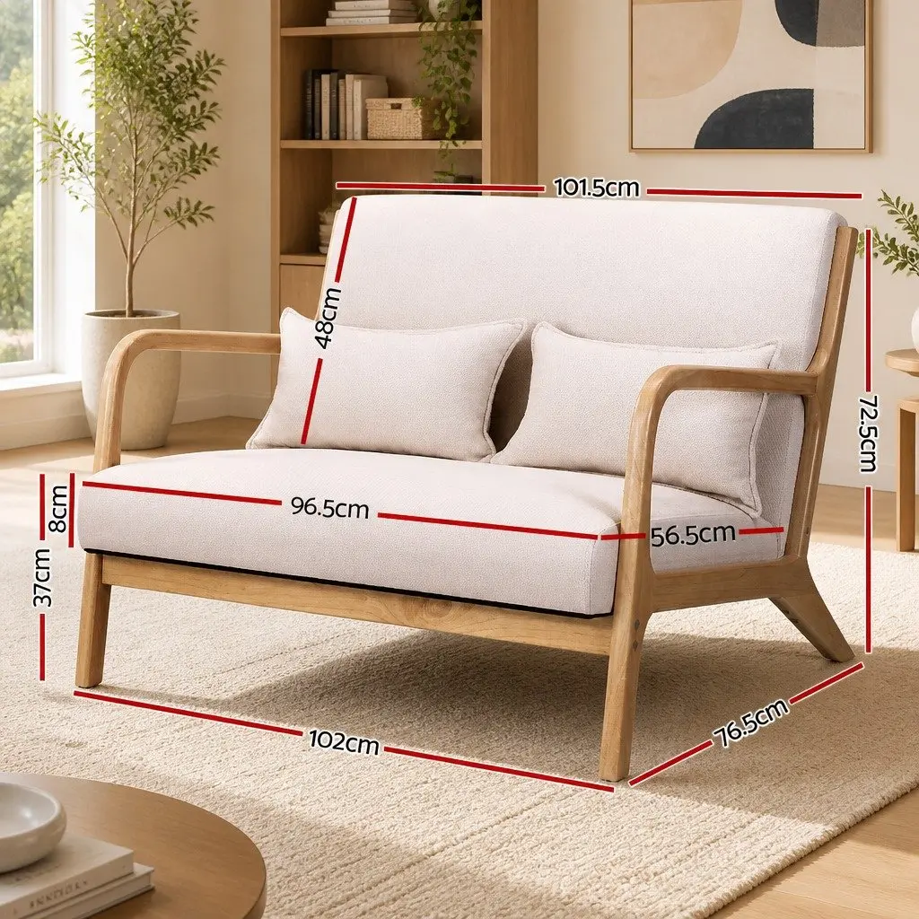 Armchair Lounge Chair Accent Seating Beige Upholstered Modern Scandinavian Style