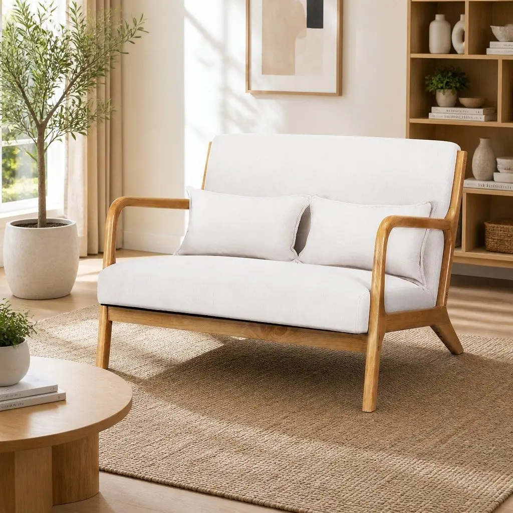 Armchair Lounge Chair Accent Seating Beige Upholstered Modern Scandinavian Style
