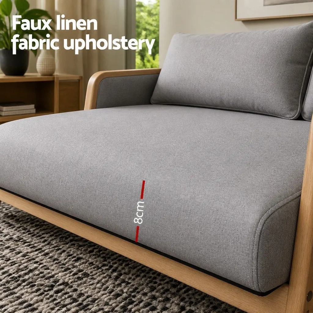 Light Grey 2-Seater Loveseat Sofa