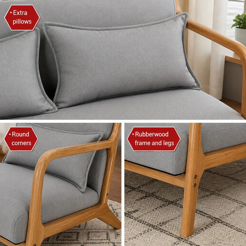 Light Grey 2-Seater Loveseat Sofa
