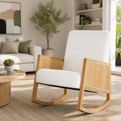 Detailed Specs of the Rocking Chair Armchair Boucle Rattan