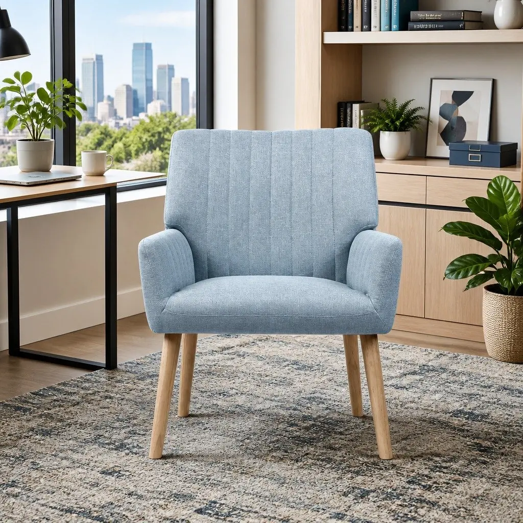 2X Grey Faux Fabric Lounge Chairs