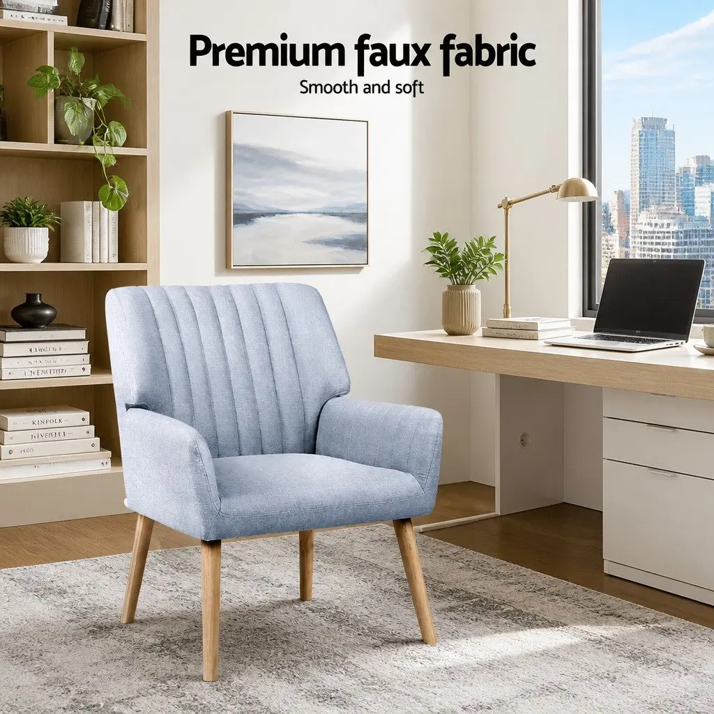2X Grey Faux Fabric Lounge Chairs