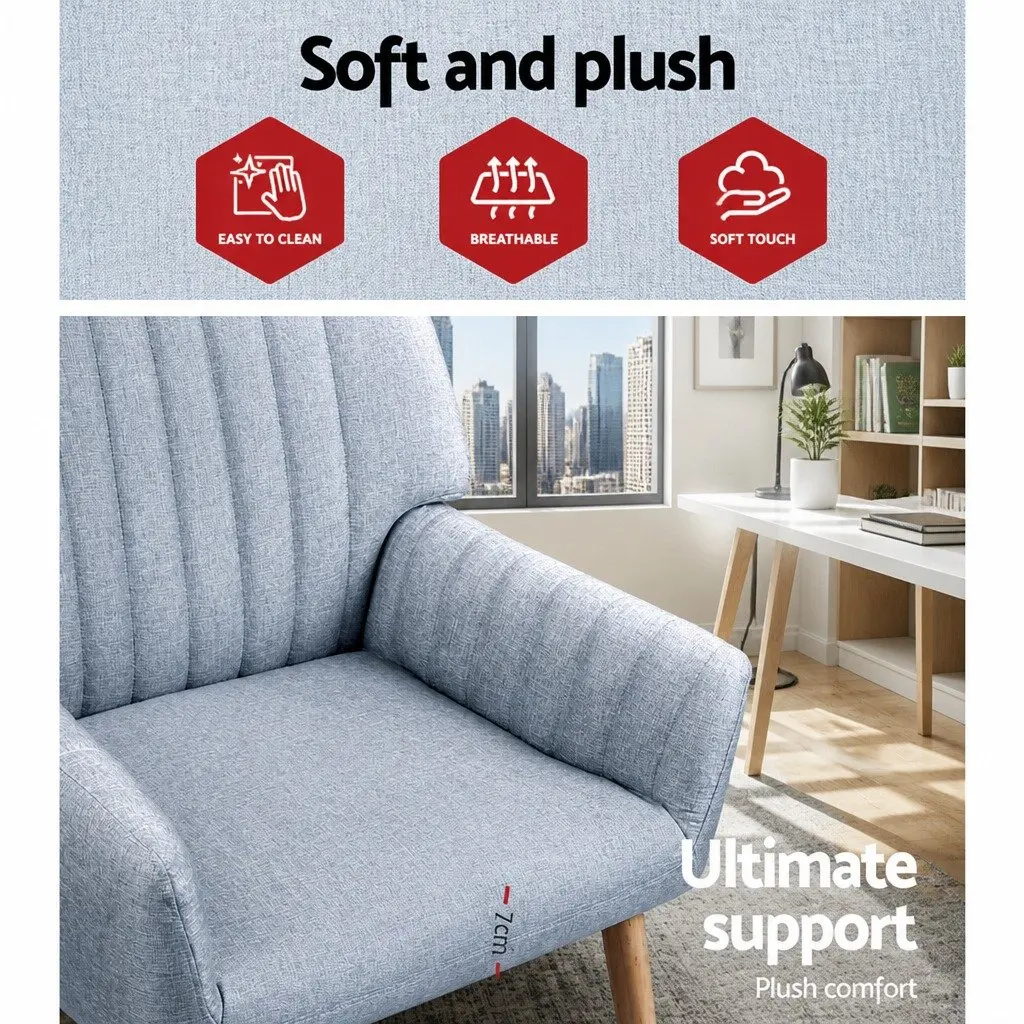 2X Grey Faux Fabric Lounge Chairs