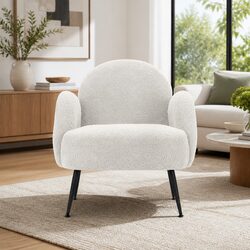 Specifications of White Boucle Armchair with Steel Frame
