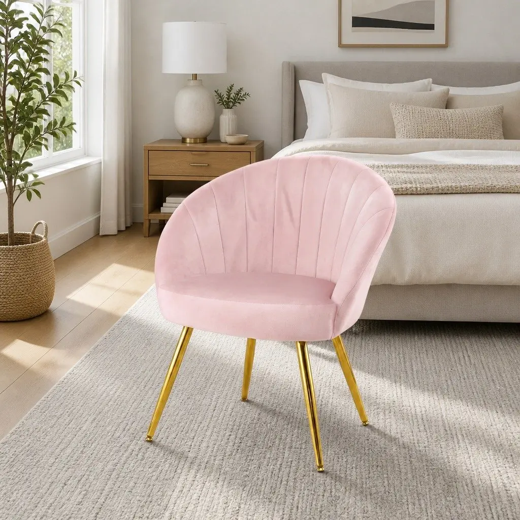 Pink Velvet Armchair with High Resilience Foam Splayed Legs Living Room Accent