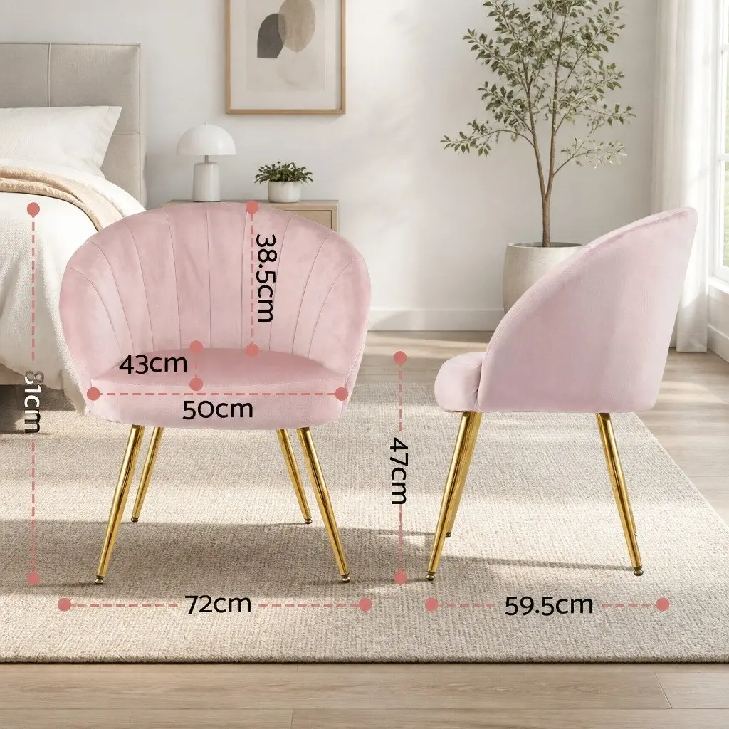 Pink Velvet Armchair with High Resilience Foam Splayed Legs Living Room Accent