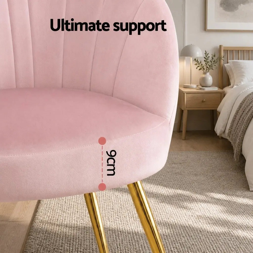 Pink Velvet Armchair with High Resilience Foam Splayed Legs Living Room Accent