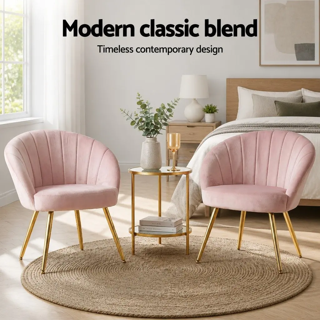 Pink Velvet Armchair with High Resilience Foam Splayed Legs Living Room Accent