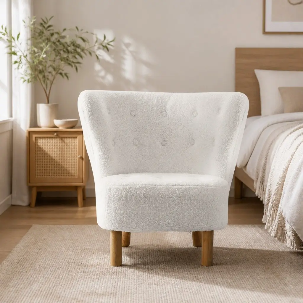 White Sherpa Fabric Armchair