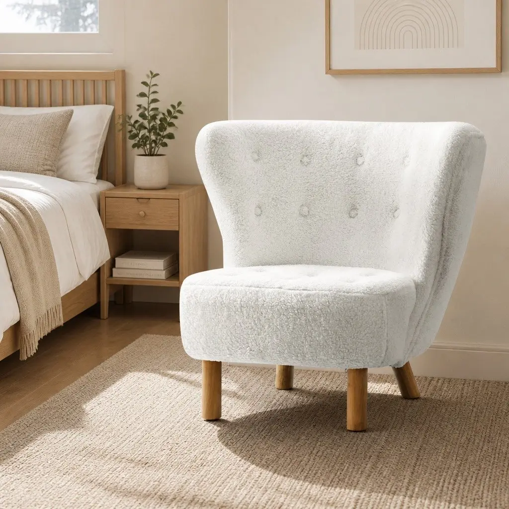 White Sherpa Fabric Armchair