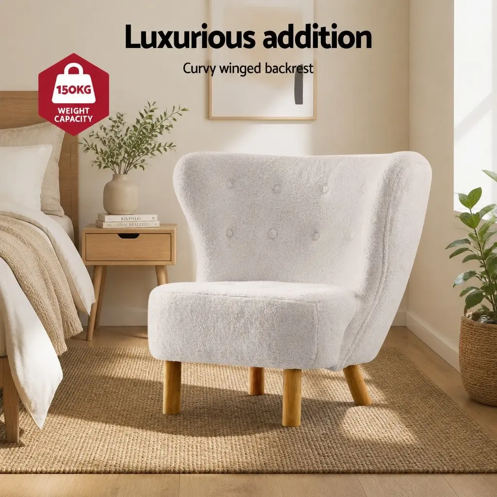 White Sherpa Fabric Armchair