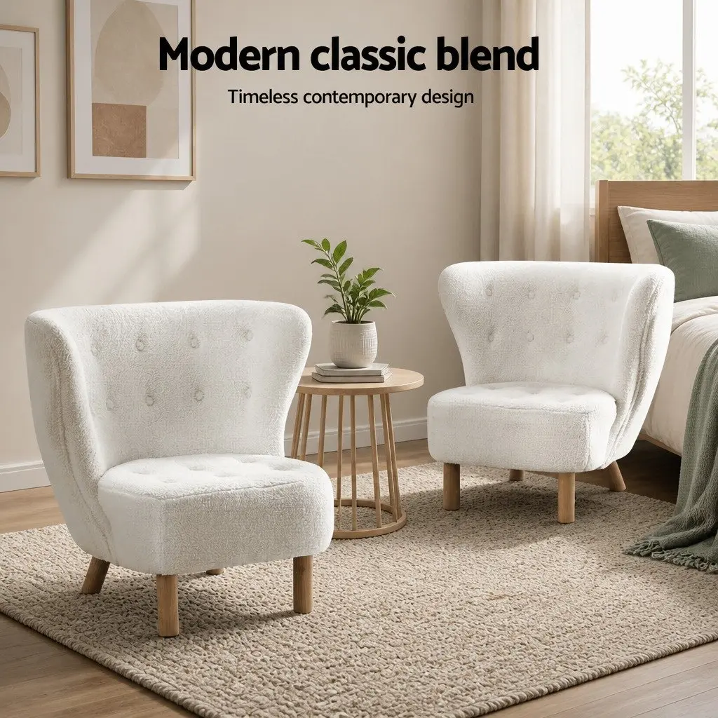 White Sherpa Fabric Armchair