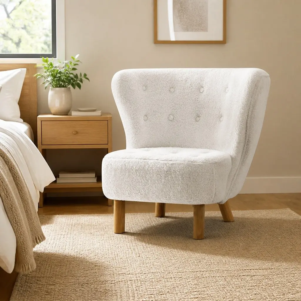 White Sherpa Fabric Armchair