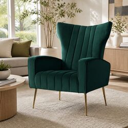Specifications of Green Velvet High Back Armchair