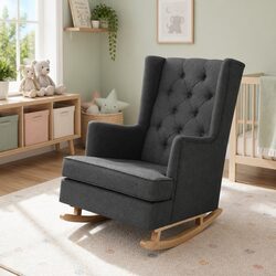 Convertible Armchair: Rocking & Stationary in Charcoal