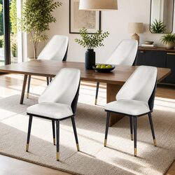 4-Piece Dining Chair Set with Steel Frame and PU Leather