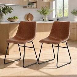 Specifications of Retro Brown PU Leather Dining Chairs x2