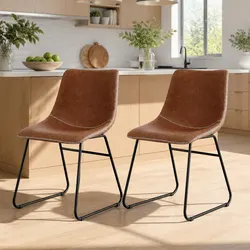 Specifications of Retro Brown PU Leather Dining Chairs x2