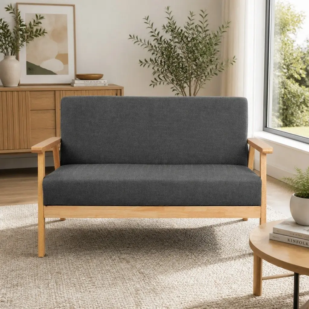 Grey 2-Seater Sofa Armchair