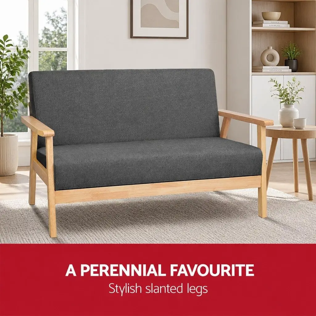 Grey 2-Seater Sofa Armchair