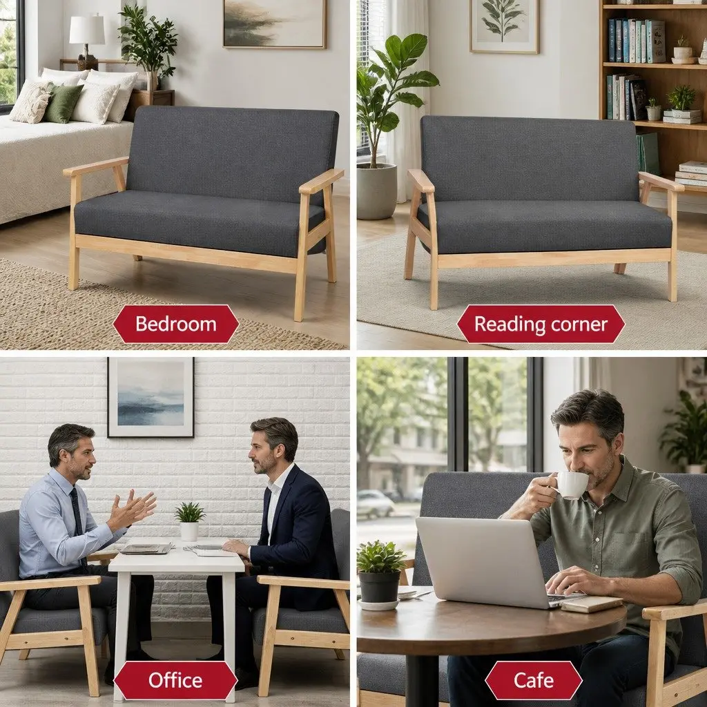 Grey 2-Seater Sofa Armchair