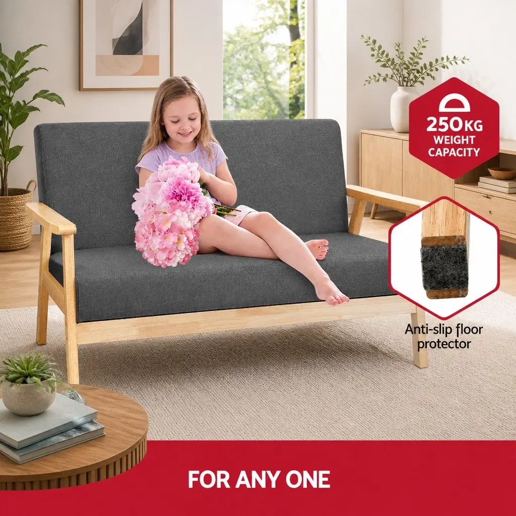 Grey 2-Seater Sofa Armchair
