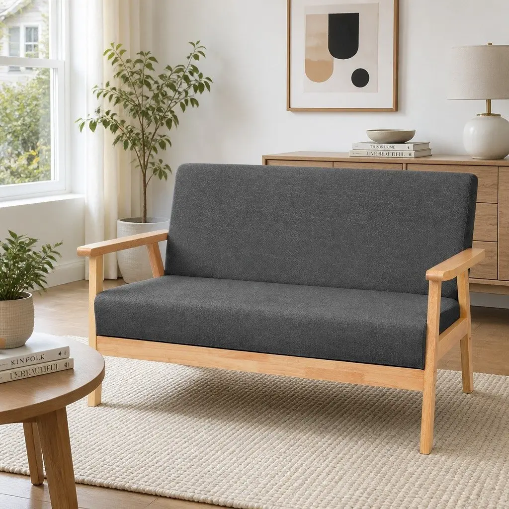 Grey 2-Seater Sofa Armchair