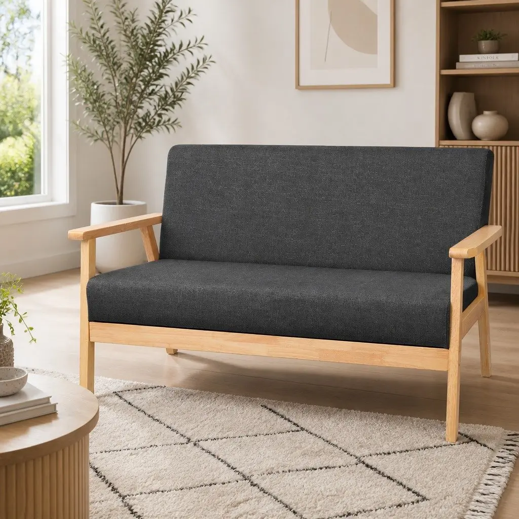 Grey 2-Seater Sofa Armchair