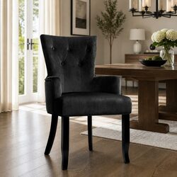 Specifications of Black Velvet Dining Chair with Wood Legs