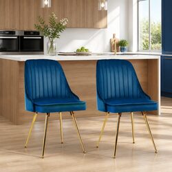 Dimensions and Details of Blue Velvet Dining Chairs Set