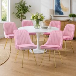 Specifications for Set of 6 Velvet Channel Tufted Chairs