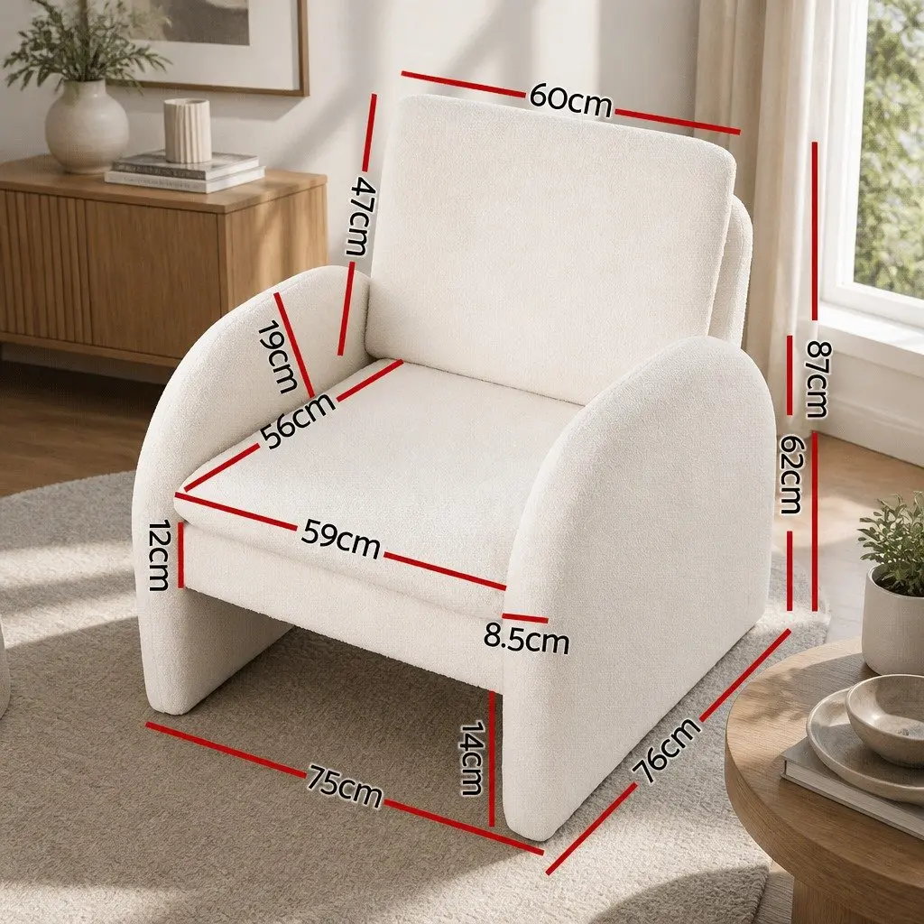 White Boucle Accent Chair