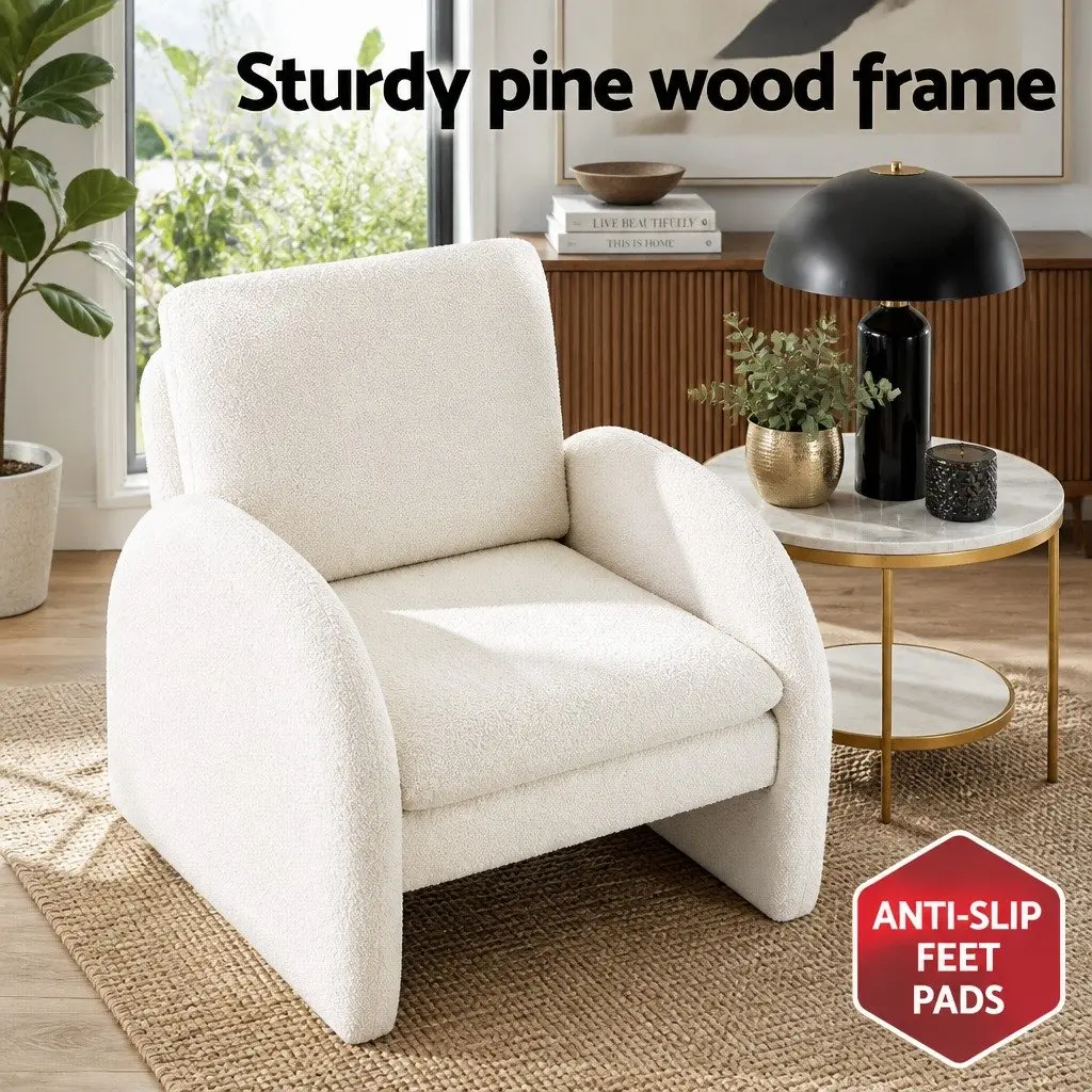 White Boucle Accent Chair