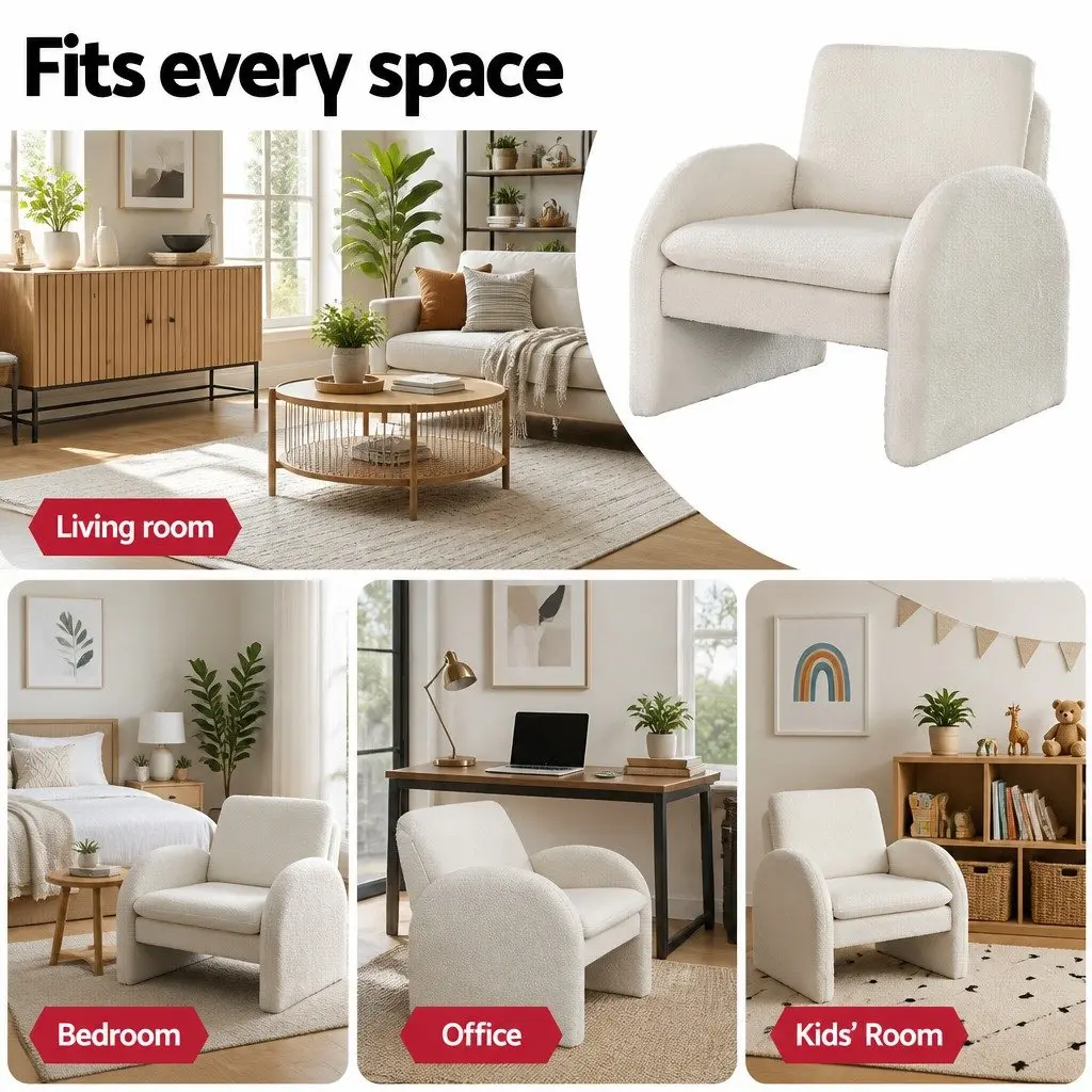 White Boucle Accent Chair