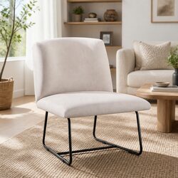 Beige Upholstered Accent Chair - 64cm x 66cm x 75cm
