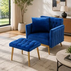 Specifications of Adjustable Blue Velvet Armchair Set