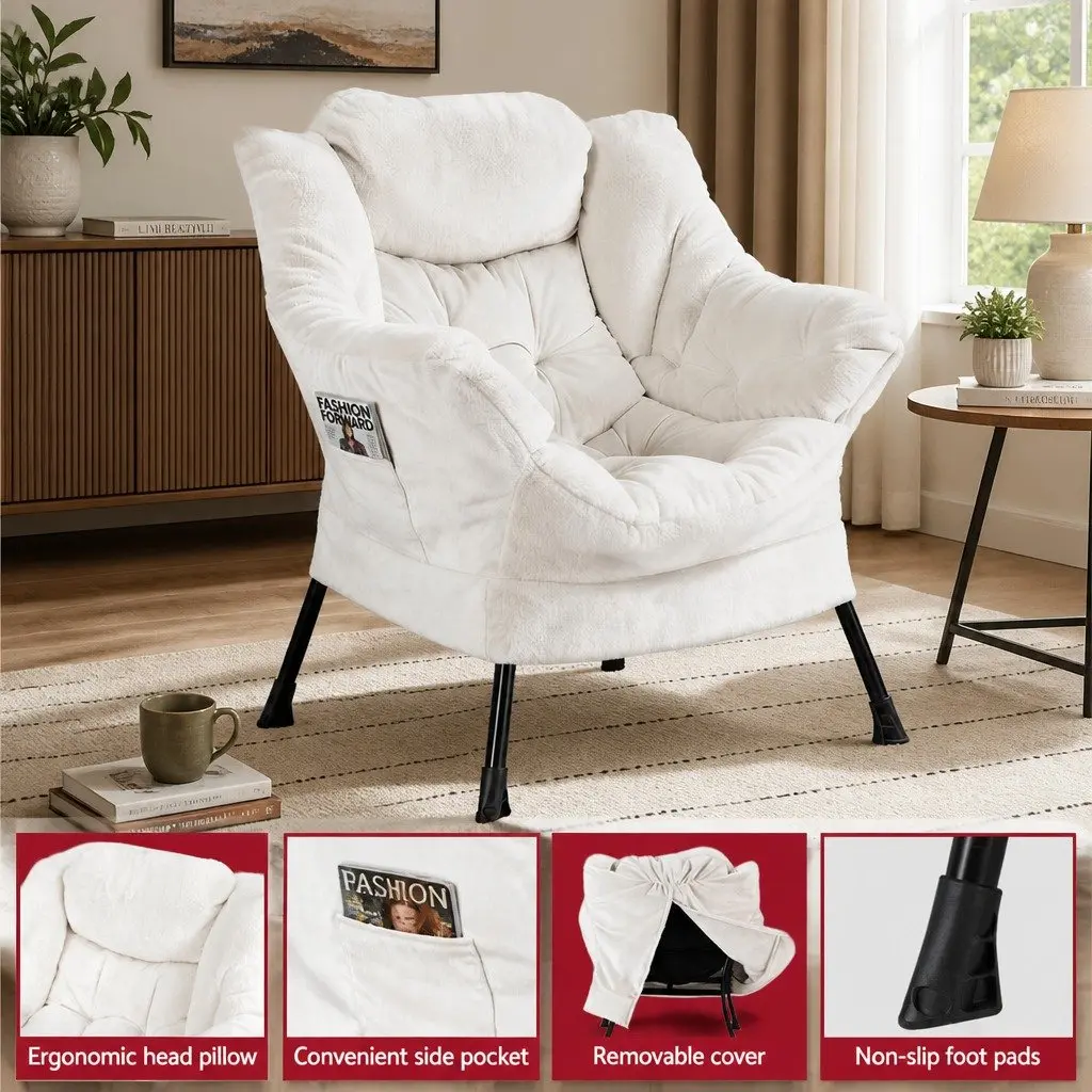 Velvet Armchair and Ottoman Set