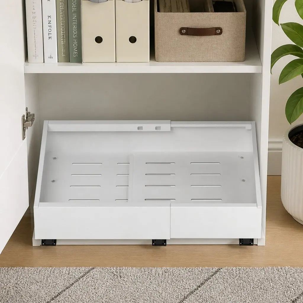 Pull Out Cabinet Drawers Organizer for Bathroom Kitchen Laundry 2 Pack White Modern Storage