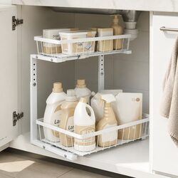 Under Sink Organizer Storage Cabinet with 2 Slide Out Drawers Adjustable Height