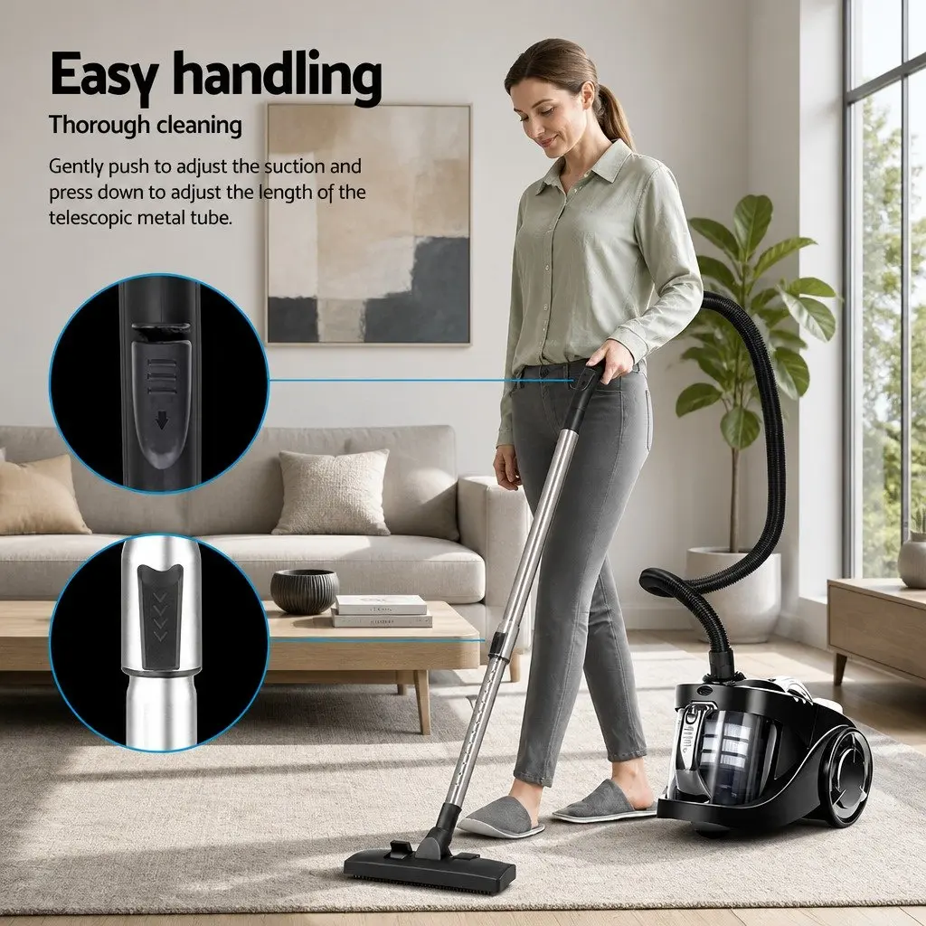 Bagless Stick Vacuum Cleaner for Household Cleaning 2200W Black